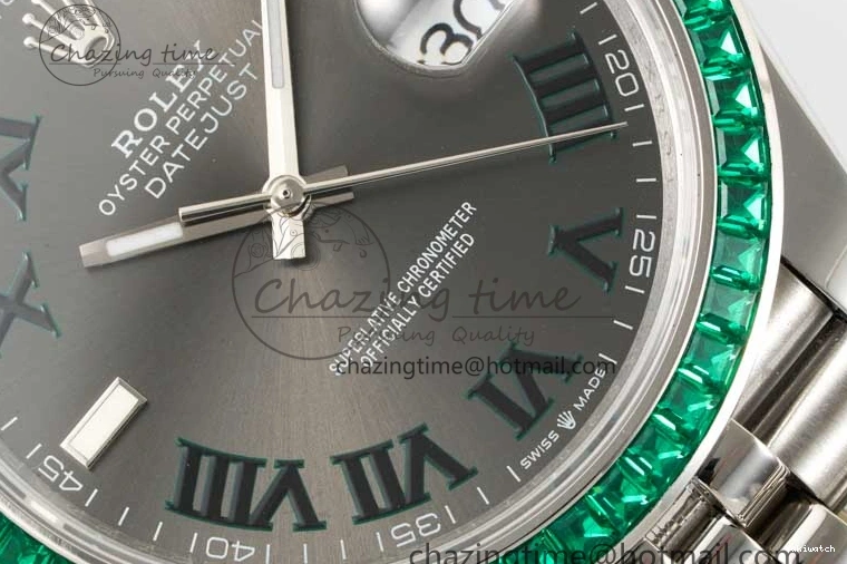 Marker Steel 41mm Diamonds on Arabic Best Dial Jubilee Gray 1:1 904L SA3235 Green Bracelet Bezel Edition DateJust DIWF 0329